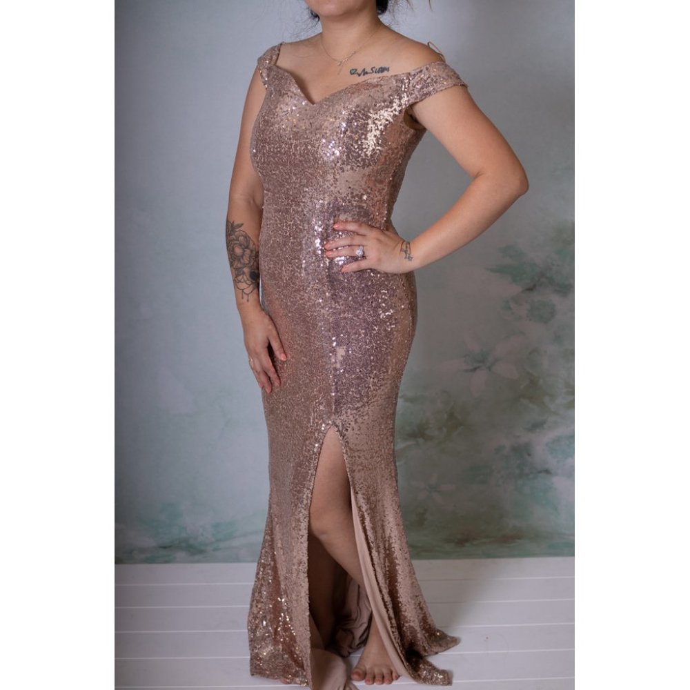 Off shoulder sequin dress